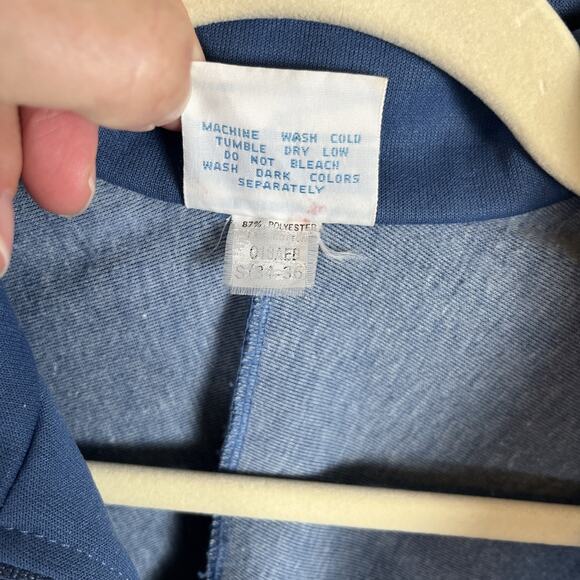 VTG Adidas Track Jacket Mens Small Blue Gray Trefoil Full Zip 80s Colorblock - Picture 9 of 10